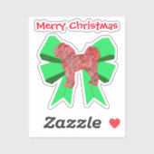 Cavapoo Dog Silhouette Red en Green Bow Kerstmis Sticker (Vel)