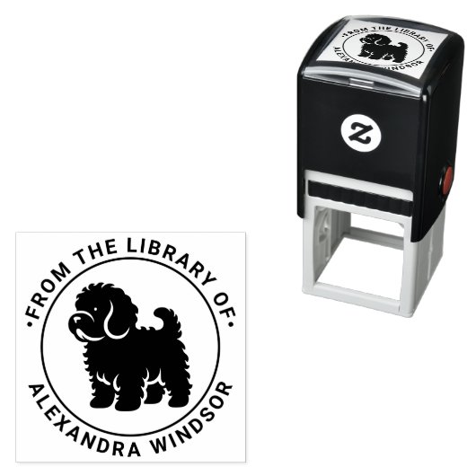 Cavapoo Dog Standing Sil Library Boeknaam Zelfinktende Stempel (In situ)