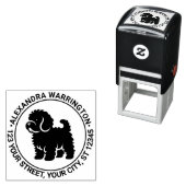 Cavapoo Dog Standing Sil Naam Retouradres Zelfinktende Stempel (In situ)