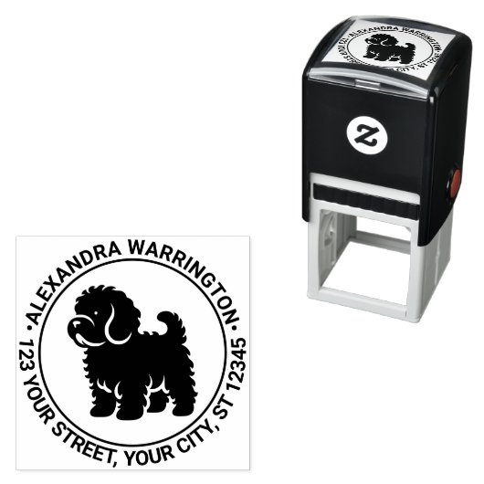 Cavapoo Dog Standing Sil Naam Retouradres Zelfinktende Stempel (In situ)