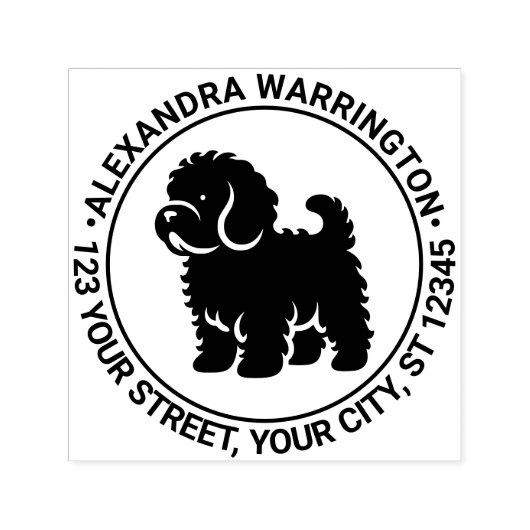 Cavapoo Dog Standing Sil Naam Retouradres Zelfinktende Stempel (Design)