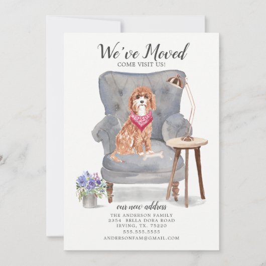 Cavapoo Dog | Verplaatsingsaankondiging Aankondiging (Voorkant)