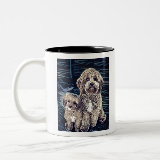 Cavapoo Dogs Cute Schattig Tweekleurige Koffiemok (Links)