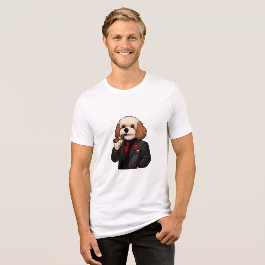 Cavapoo Don – Bella Canvas Tri-Blend Mafia Dog Art Tri-Blend Shirt (Voorkant volledig)