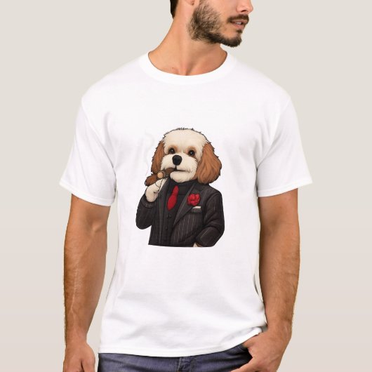 Cavapoo Don – Grappige Mafiëhond Kunst T-Shirt (Voorkant)
