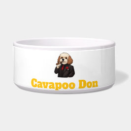Cavapoo Don – Maffia Hond Heren Illustratie Voerbakje