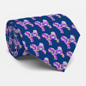 Cavapoo Doodle Dog Silhouette Paarse DK Blauwe Hal Stropdas (Opgerold)