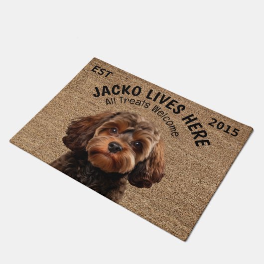 Cavapoo gepersonaliseerde huisdier deurmat (Schuin)