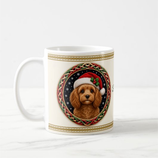 Cavapoo Gepersonaliseerde Kerst hond Koffiemok (Links)