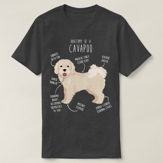 Cavapoo Hond Anatomie 1 T-shirt (Design voorkant)