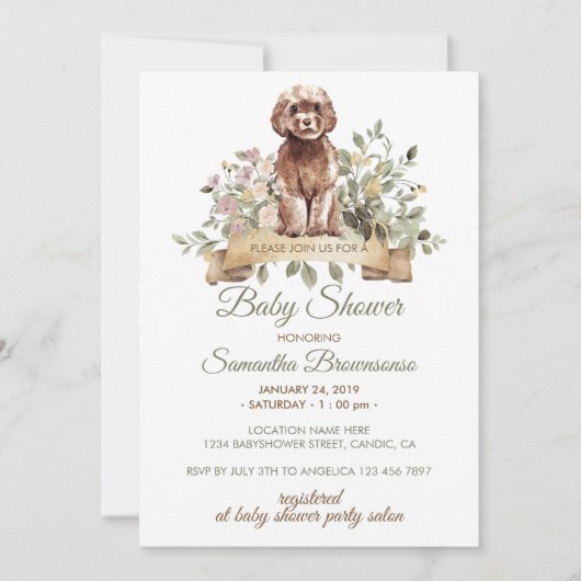Cavapoo-hond puppy baby shower kaart (Voorkant)