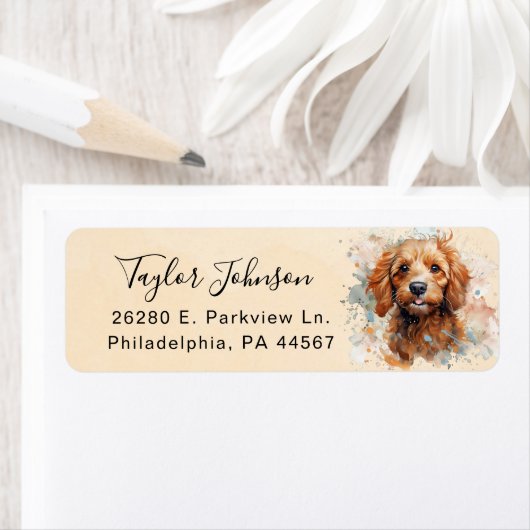 Cavapoo-hond retouradreslabel etiket (Insitu)