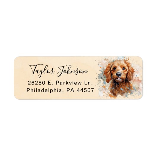 Cavapoo-hond retouradreslabel etiket (Voorkant)
