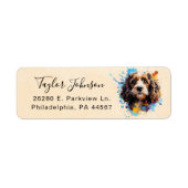 Cavapoo-hond retouradreslabel etiket (Voorkant)
