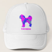 Cavapoo Hond Schattig Roze Silhouet Aangepast Trucker Pet (Voorkant)