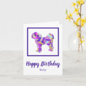 Cavapoo Hond Silhouet Leuke PPY&B Verjaardag Kaart (Gele Bloem)