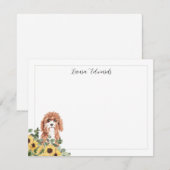 Cavapoo Hond Zonnebloem Eucalyptus gepersonaliseer Notitiekaartje (Voorkant / Achterkant)