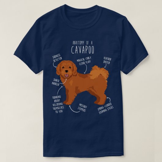 Cavapoo-hondenanatomie T-shirt (Design voorkant)