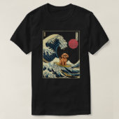 Cavapoo Japans Kanagawa Wave Funny Surf Dog T-shirt (Design voorkant)