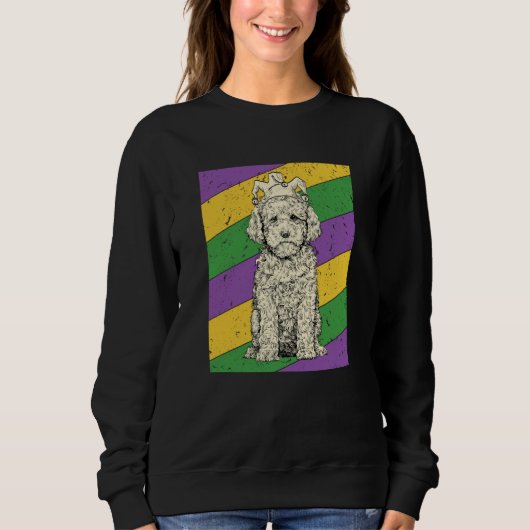 Cavapoo Jester Mardi Gras Doodle Dog Mom or Dad Trui (Voorkant)