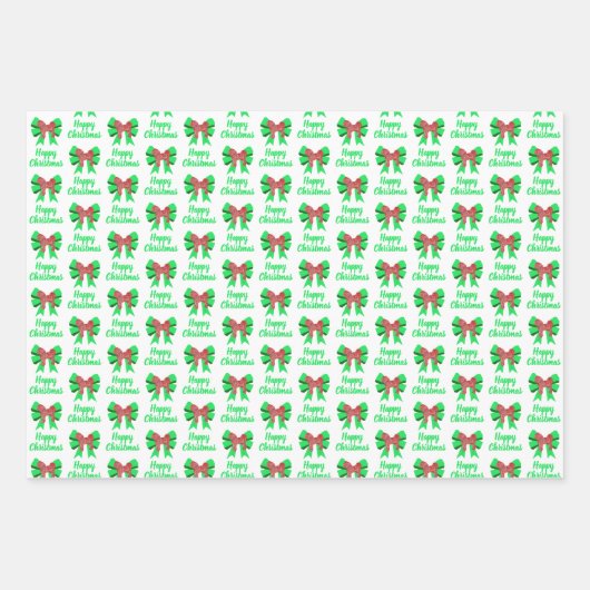 Cavapoo-kersthond en Groene Bow 3 Kleurpaden Inpakpapier Vel (Voorkant 3)