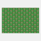 Cavapoo-kersthond en Groene Bow 3 Kleurpaden Inpakpapier Vel (Voorkant 2)