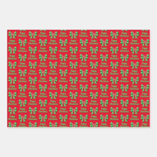 Cavapoo-kersthond en Groene Bow 3 Kleurpaden Inpakpapier Vel (Voorkant)