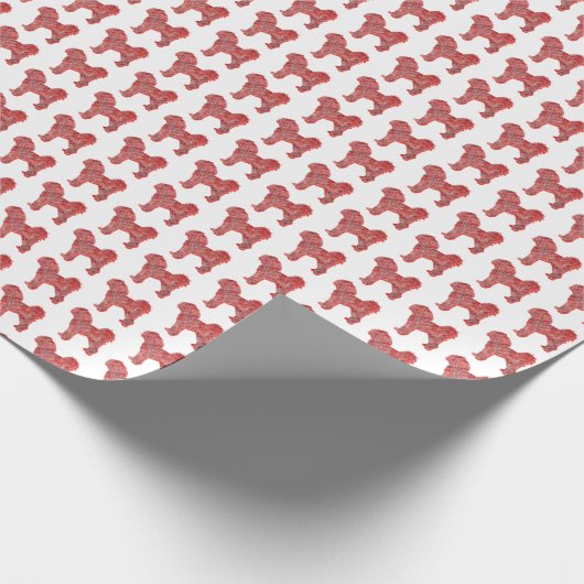 Cavapoo kersthond Schattige silhouet wit Cadeaupapier (Hoek)