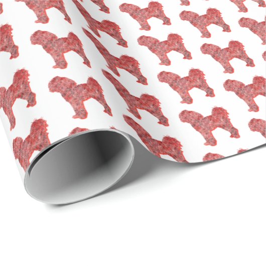 Cavapoo kersthond Schattige silhouet wit Cadeaupapier (Rol Hoek)