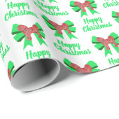 Cavapoo Kerstmis Hond & Groene Boog Wit Cadeaupapier (Rol Hoek)