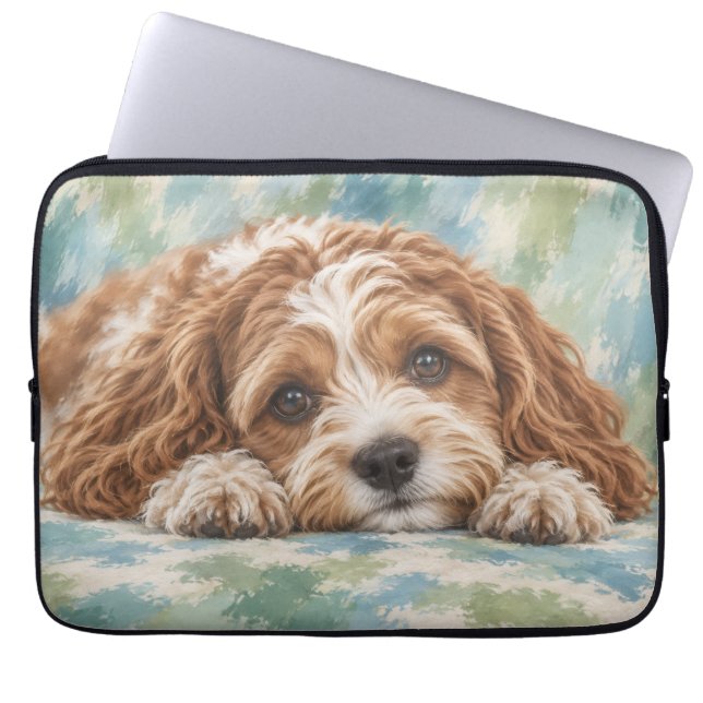 Cavapoo Laptop Hoes | Schattige Cavapoo Hond Liefh (Voorkant)