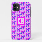 Cavapoo Leuke Hond Roze Blauw Silhouet Monogram Case-Mate iPhone Case (Achterkant)