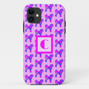 Cavapoo Leuke Hond Roze Blauw Silhouet Monogram Case-Mate iPhone Case