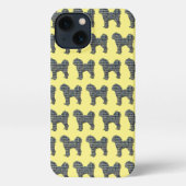 Cavapoo Leuke Hond Silhouet Raster Geel iPhone Hoesje (Achterkant)