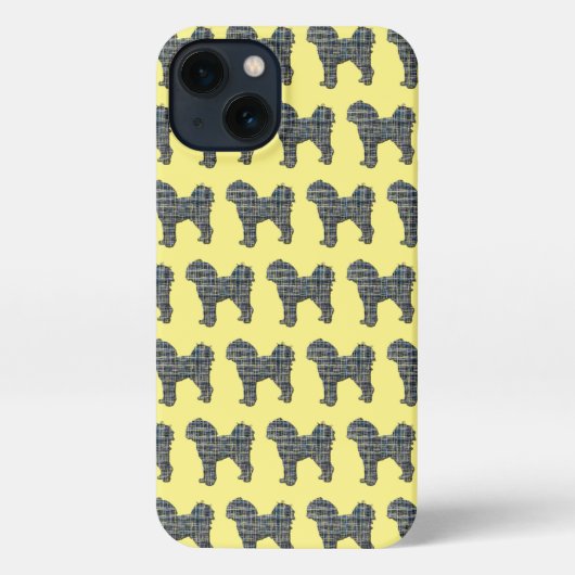 Cavapoo Leuke Hond Silhouet Raster Geel iPhone Hoesje (Achterkant)