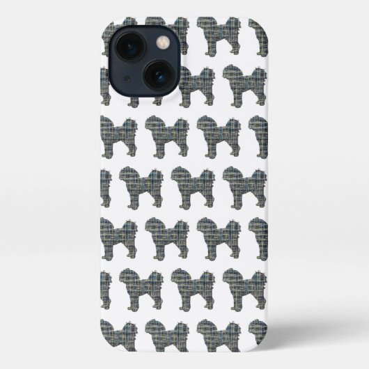 Cavapoo Leuke Hond Silhouet Raster Wit iPhone Hoesje (Achterkant)