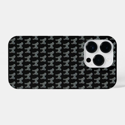 Cavapoo Leuke Hond Silhouet Raster Zwart iPhone Hoesje (Achterkant horizontaal)