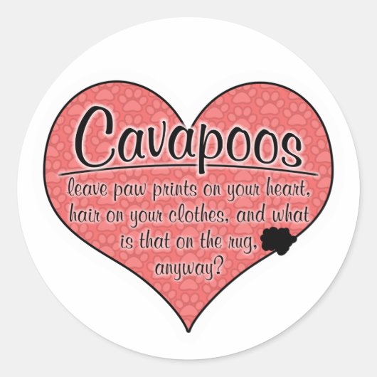 Cavapoo Paw Drukt Dog Humor Ronde Sticker (Voorkant)