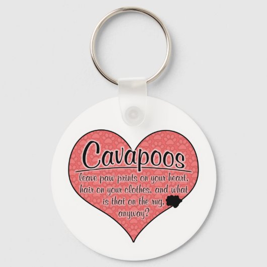 Cavapoo Paw Drukt Dog Humor Sleutelhanger (Voorkant)