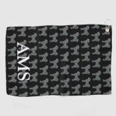 Cavapoo Schattige Dog Silhouette Y&B Grid Zwart Golfhanddoek (Horizontaal)