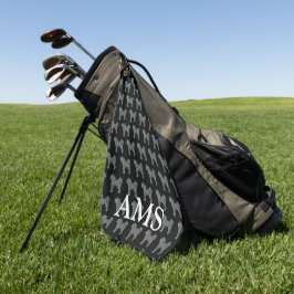 Cavapoo Schattige Dog Silhouette Y&B Grid Zwart Golfhanddoek