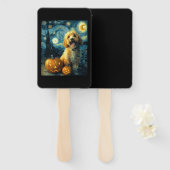 Cavapoo Schattige Hond Halloween Jack O Lantern Po Handwaaier (Voorkant en achterkant)