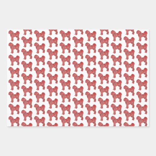 Cavapoo Schattige Hondensilhouet Rood Merry Woofma Inpakpapier Vel (Voorkant 3)