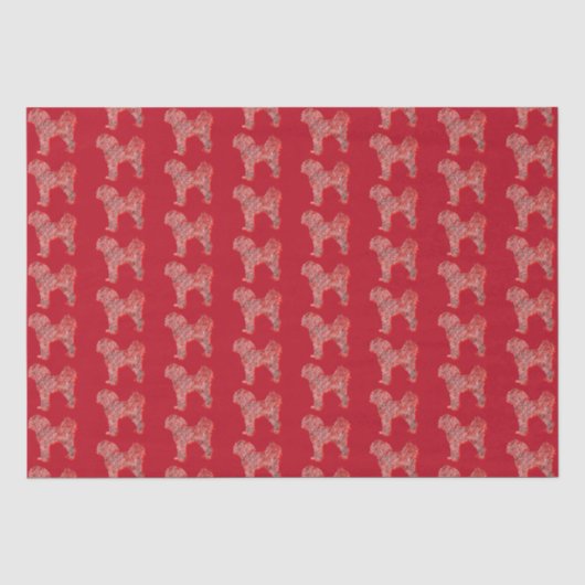 Cavapoo Schattigee Kersthond Silhouette Rood Tissuepapier (Voorkant)