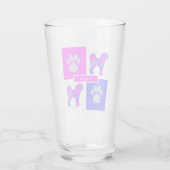 Cavapoo Silhouette Dog & Paw Pink and Blue Square Glas (Achterkant)