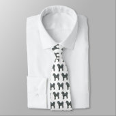 Cavapoo Silhouette Yellow & Black Grid White Strop Stropdas (Gebonden)