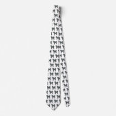 Cavapoo Silhouette Yellow & Black Grid White Strop Stropdas (Voorkant)