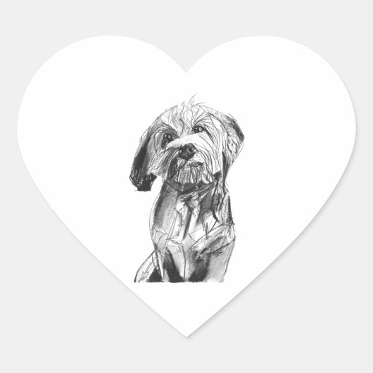 Cavapoo Sticker, Hond Liefhebber Illustratie Hart Sticker (Voorkant)