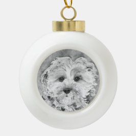 Cavapoo waterverf. keramische bal ornament