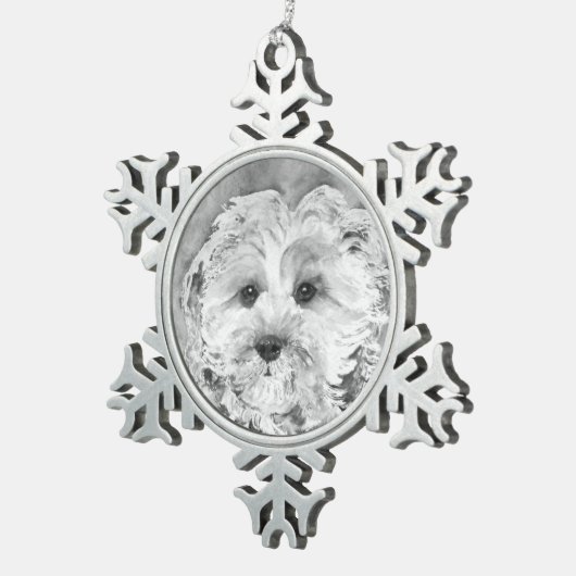 Cavapoo waterverf. keramische bal ornament (Rechts)